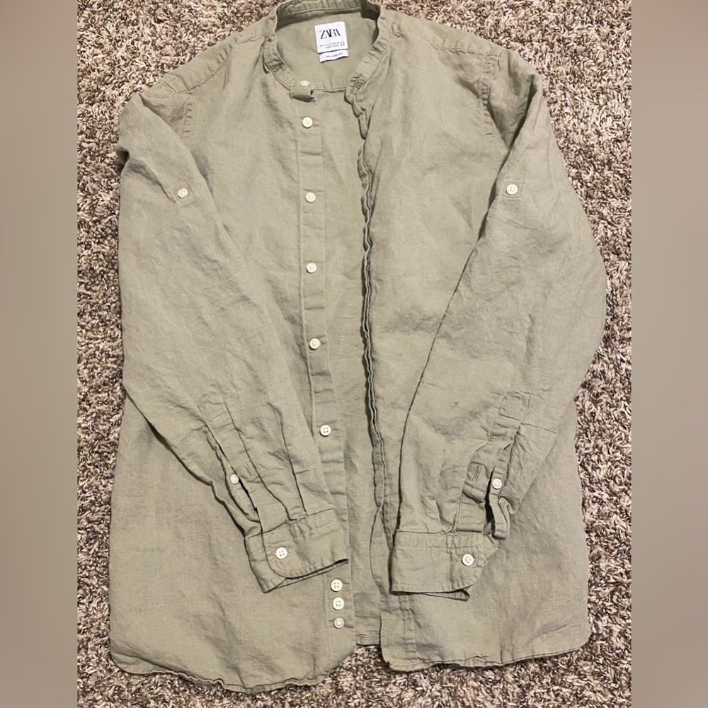 Zara relaxed fit green button up